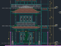 File [CAD, EXCEL] nhà phố cổ trung hoa 2 tầng 8.45x18.42m